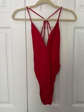 Women's Red One-Piece Swimsuit with Strappy Back